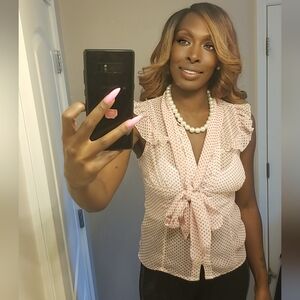 Classy Red and White Polka Dot Top size Medium